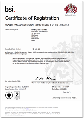 Hpbio | Certificado ISO 13.485