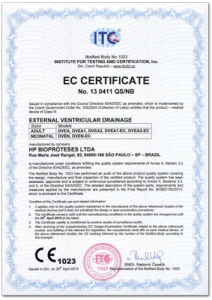 HpBio Certificado CE Derivacao Ventricular Externa